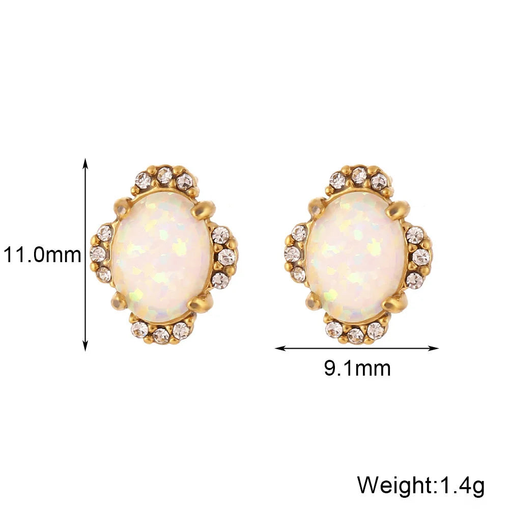 Fashion Heart Geometric Stainless Steel 18K Gold Plated Stud Earrings
