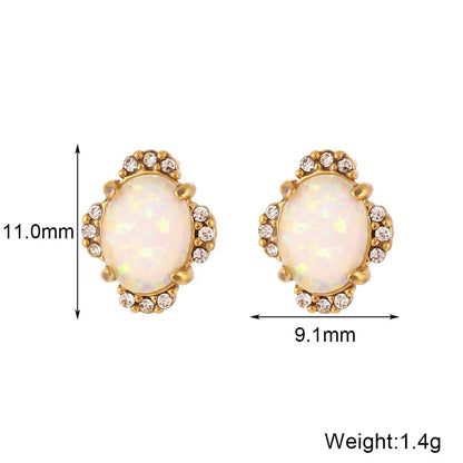 Fashion Heart Geometric Stainless Steel 18K Gold Plated Stud Earrings