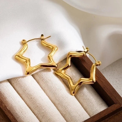 1 Pair IG Style Round Heart Shape Plating 304 Stainless Steel 18K Gold Plated Stainless Steel Earrings