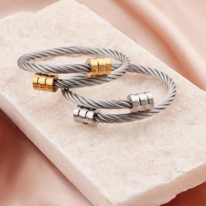 Punk Solid Color Titanium Steel Patchwork Bangle 1 Piece