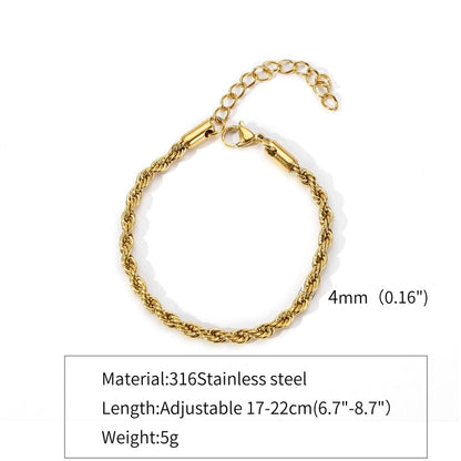 316 Stainless Steel Gold Plated Hip-Hop Retro Plating Solid Color Bracelets