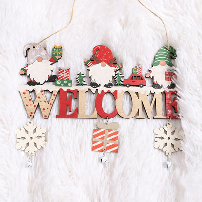 Cross-border New Christmas Decorations Wooden Christmas Tree Pendant Creative Christmas Pendant Wooden Crafts Door Hanging