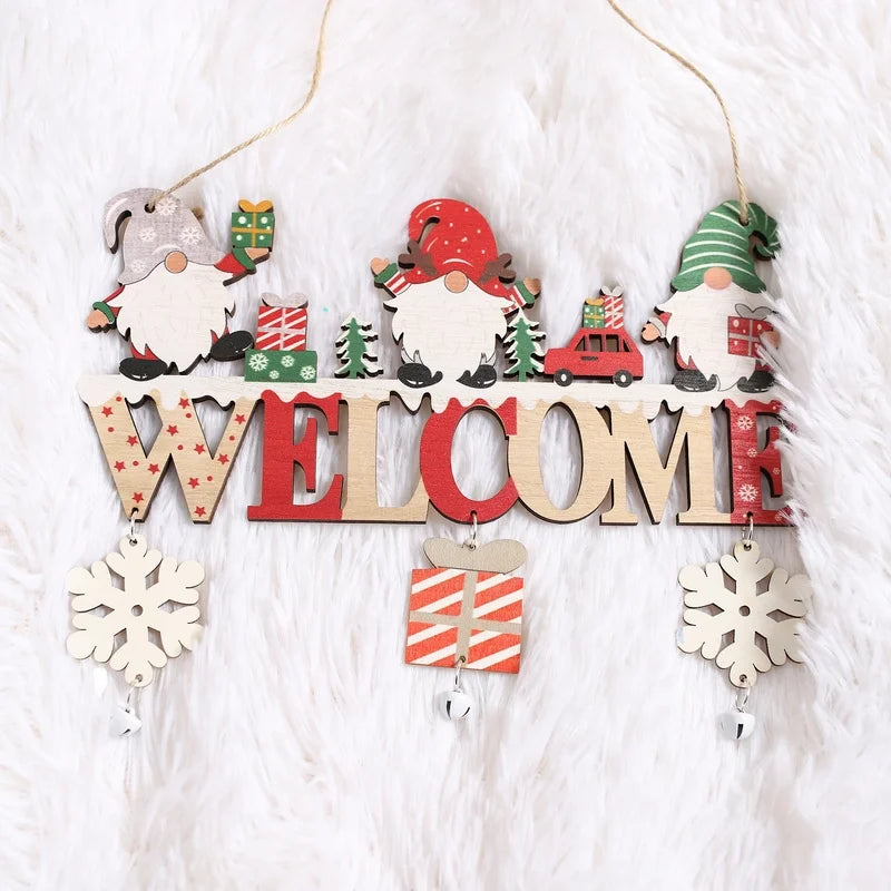 Cross-border New Christmas Decorations Wooden Christmas Tree Pendant Creative Christmas Pendant Wooden Crafts Door Hanging