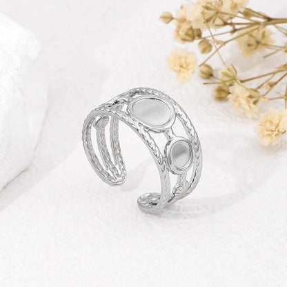 2 Pieces 304 Stainless Steel 18K Gold Plated Beach Minimalist Plating Cross Simple Lines Rings