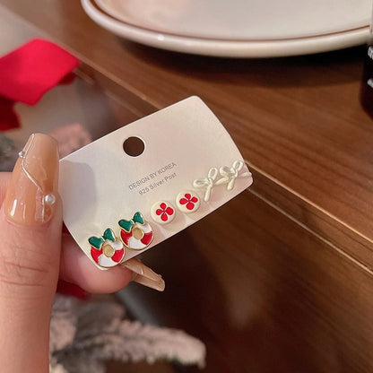 1 Set Minimalist Geometric Enamel Plating Inlay Copper Rhinestones Opal Shell Earrings