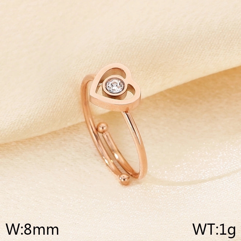 Vintage Style Heart Shape Bow Knot 304 Stainless Steel 18K Gold Plated Open Rings