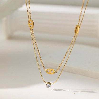 Modern Style Classic Style Devil's Eye Oval Heart Shape Titanium Steel Plating Stainless Steel Necklaces