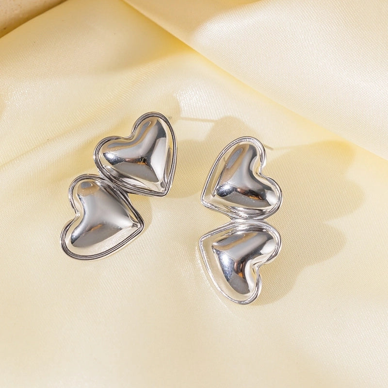 1 Pair Basic Minimalist Irregular Heart Shape Plating Titanium Steel Ear Studs