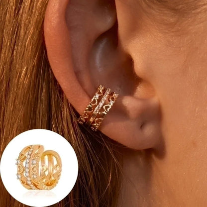 1 Piece Minimalist Commute Geometric Inlay Copper Zircon Ear Cuffs