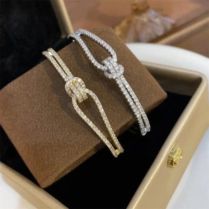 Minimalist Solid Color Copper Inlay Zircon Bangle