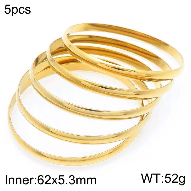 Minimalist Round Stainless Steel 18K Gold Plated Bangle In Bulk