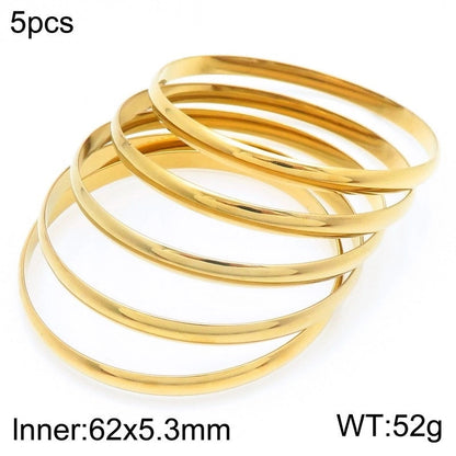 Minimalist Round Stainless Steel 18K Gold Plated Bangle In Bulk