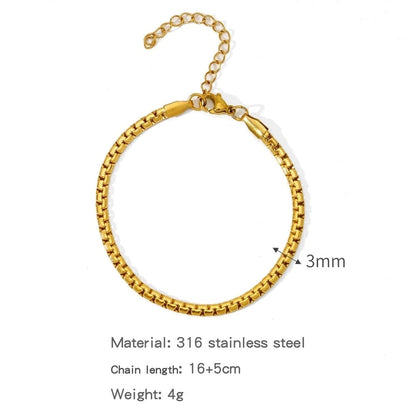 Minimalist Classic Style Geometric 304 Stainless Steel Cable Chain Snake Chain Bracelets In Bulk