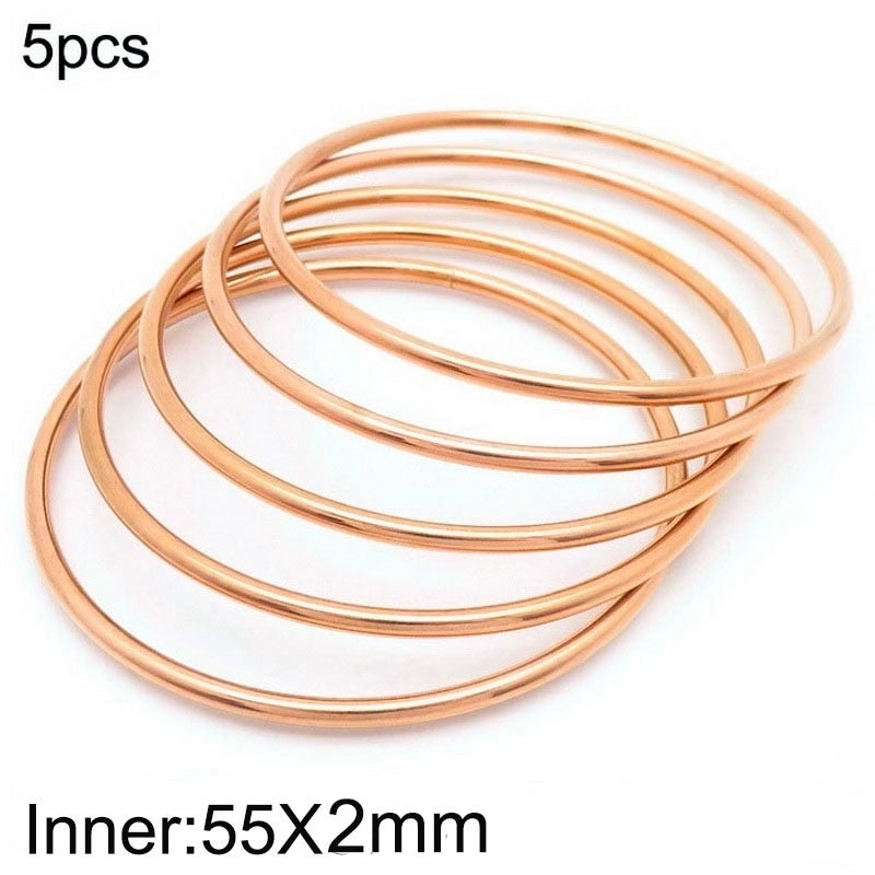 304 Stainless Steel 18K Gold Plated Minimalist Round Solid Color Bangle