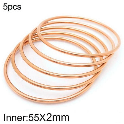 304 Stainless Steel 18K Gold Plated Minimalist Round Solid Color Bangle