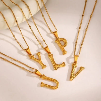 Minimalist Cool Style Letter 304 Stainless Steel 18K Gold Plated Plating Pendant Necklace
