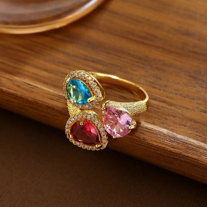 Copper Geometric Open Rings