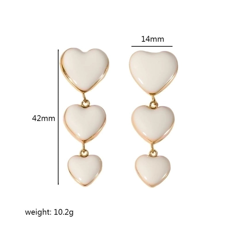 1 Pair Classic Style Heart Shape Polishing Plating 304 Stainless Steel Drop Earrings Ear Studs