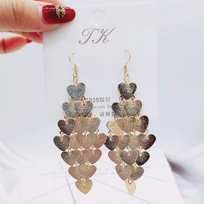 2 Pieces Elegant Star Tassel Heart Shape Inlay Alloy Artificial Pearls Rhinestones Glass Earrings
