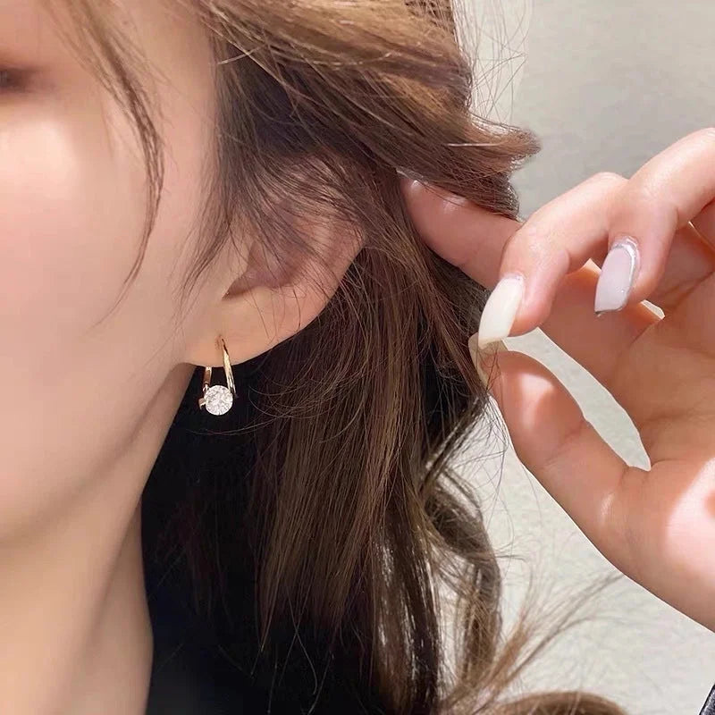 Geometric Micro-inlaid Zircon Earrings Korean Niche Earrings Earrings Women\'s Exquisite Temperament Earrings