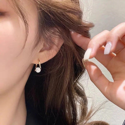 Geometric Micro-inlaid Zircon Earrings Korean Niche Earrings Earrings Women\'s Exquisite Temperament Earrings