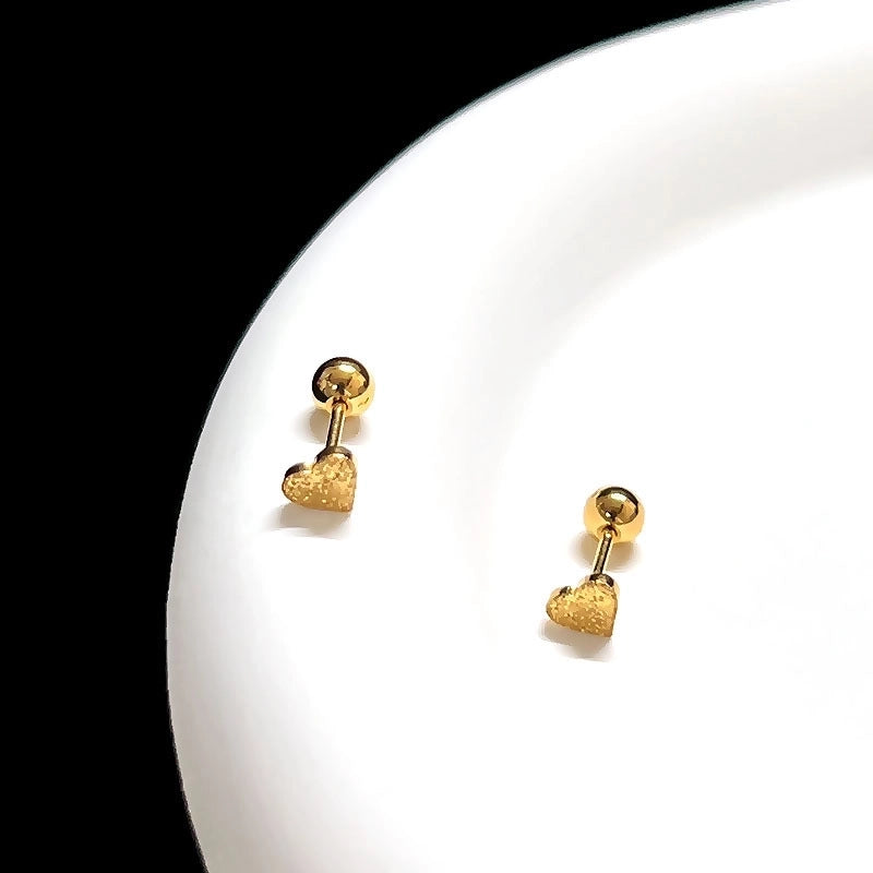 1 Piece Minimalist Four Leaf Clover Heart Shape Snowflake Plating Titanium Steel Ear Studs