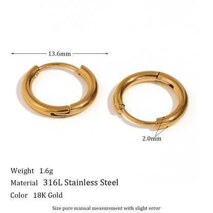 Fashion Circle Geometric Stainless Steel 18K Gold Plated Earrings