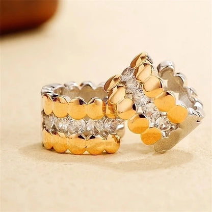 1 Pair Minimalist Commute Color Block Three-dimensional Inlay Copper Zircon Gold Plated Silver Plated Earrings