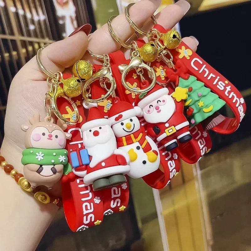Fashion Christmas Tree Letter Soft Glue Patchwork Christmas Women'S Keychain