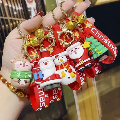 Fashion Christmas Tree Letter Soft Glue Patchwork Christmas Women'S Keychain