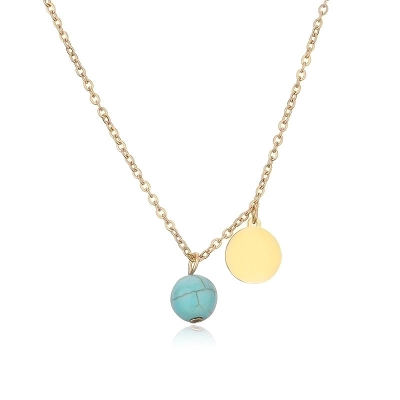 Punk Minimalist Round Natural Stone Pendant Necklace In Bulk