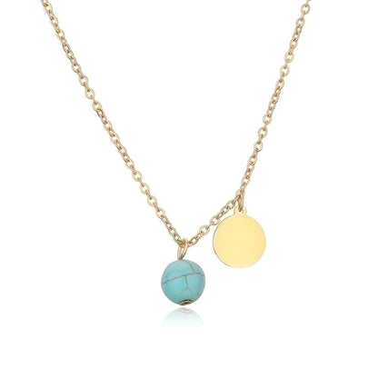 Punk Minimalist Round Natural Stone Pendant Necklace In Bulk