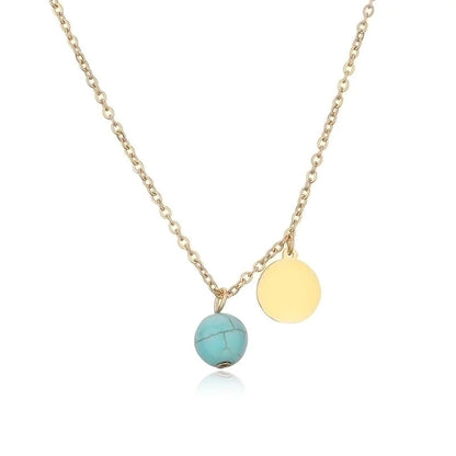 Punk Minimalist Round Natural Stone Pendant Necklace In Bulk