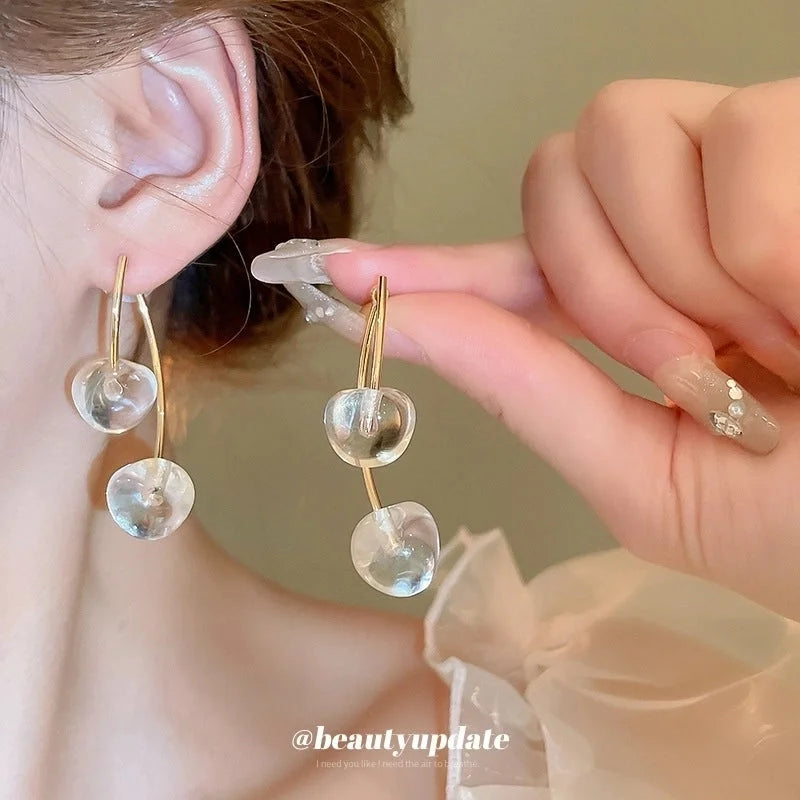 1 Pair Cute Sweet Cherry Resin Copper Drop Earrings