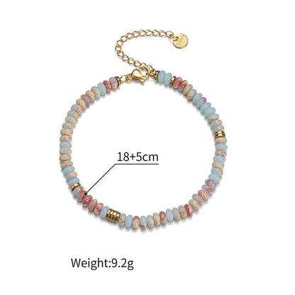 Minimalist Classic Style Round 304 Stainless Steel Natural Stone Bracelets
