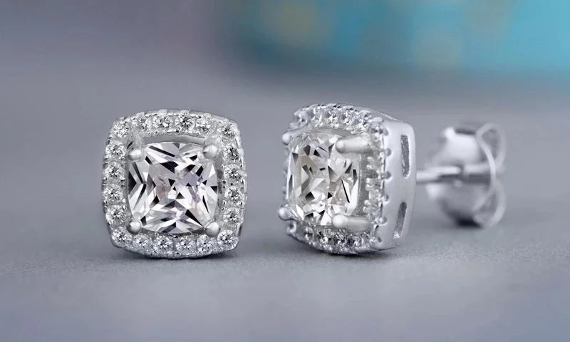 Lady Geometric Inlaid Gemstone Copper Artificial Gemstones Earrings Ear Studs