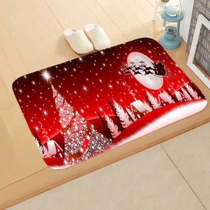 Cute Christmas Tree Snowflake Flannel Fabric Floor Mat