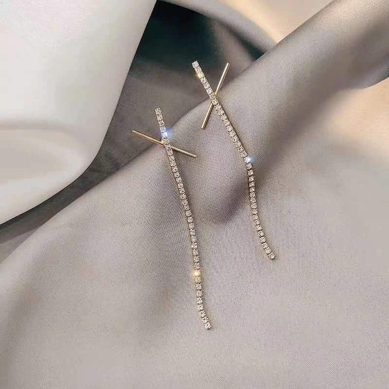 2 Pieces Elegant Star Tassel Heart Shape Inlay Alloy Artificial Pearls Rhinestones Glass Earrings