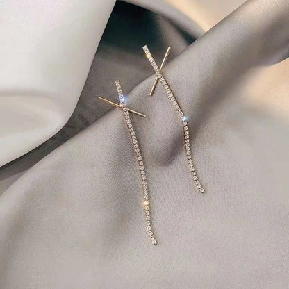 2 Pieces Elegant Star Tassel Heart Shape Inlay Alloy Artificial Pearls Rhinestones Glass Earrings