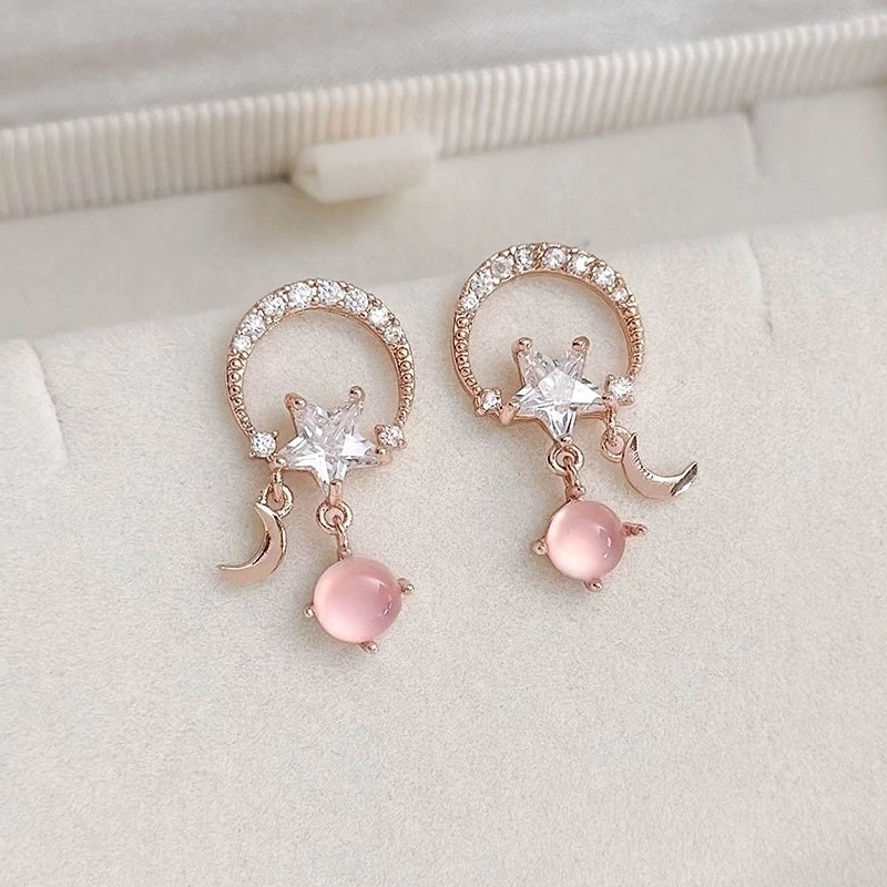 1 Pair Elegant Lady Streetwear Water Droplets Heart Shape Flower Hollow Out Inlay Steel Imitation Pearl Zircon Drop Earrings