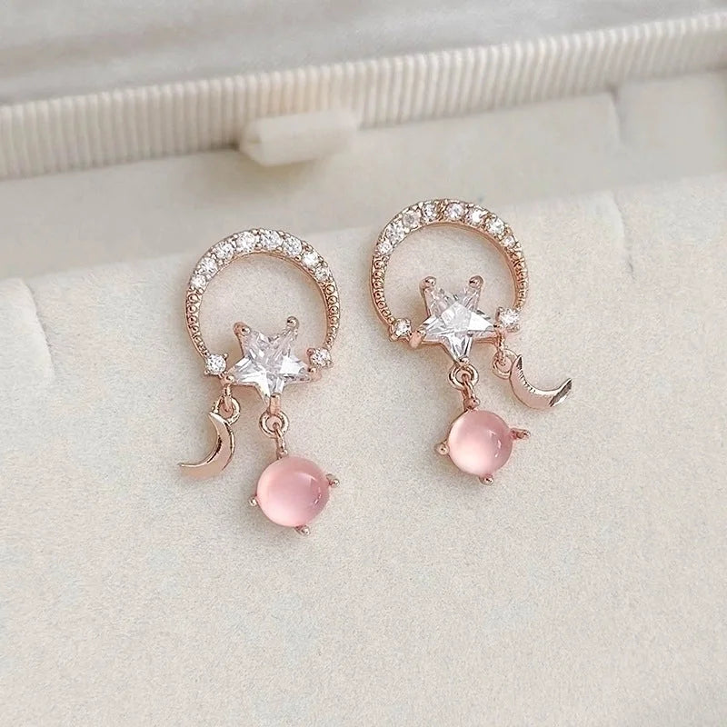 1 Pair Elegant Lady Streetwear Water Droplets Heart Shape Flower Hollow Out Inlay Steel Imitation Pearl Zircon Drop Earrings