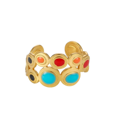 Elegant Minimalist Geometric 304 Stainless Steel Enamel Stainless Steel Rings