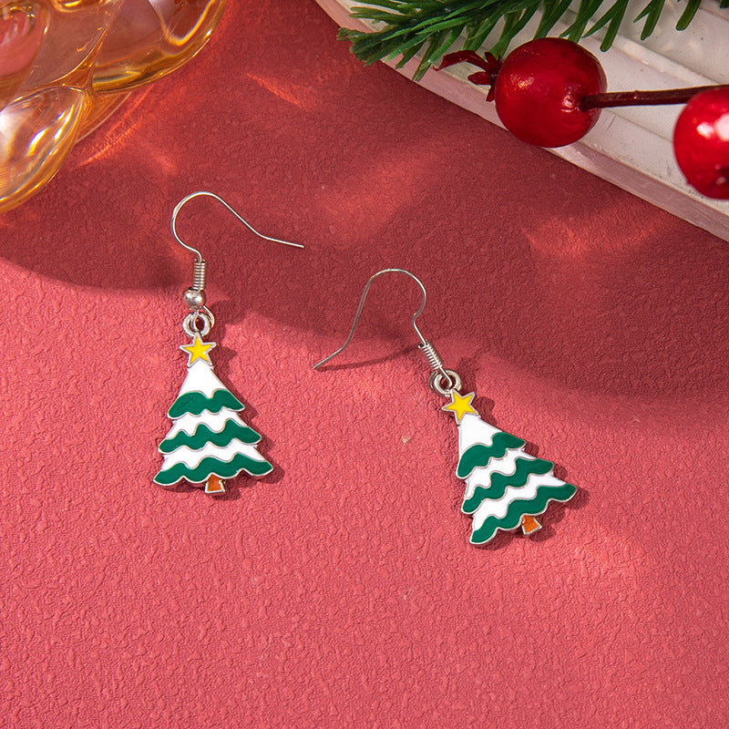 Christmas Earrings Red Bell Studs Candy Color Snowflake Studs Alloy Christmas Ear Accessories