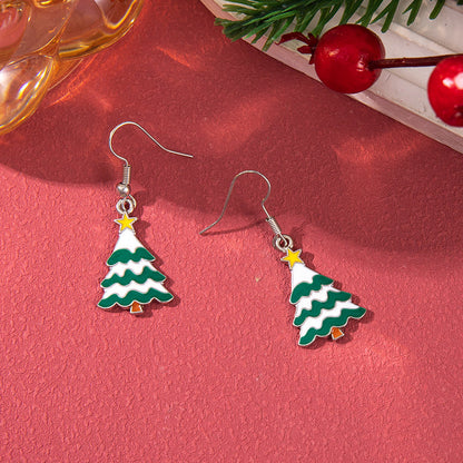 Christmas Earrings Red Bell Studs Candy Color Snowflake Studs Alloy Christmas Ear Accessories