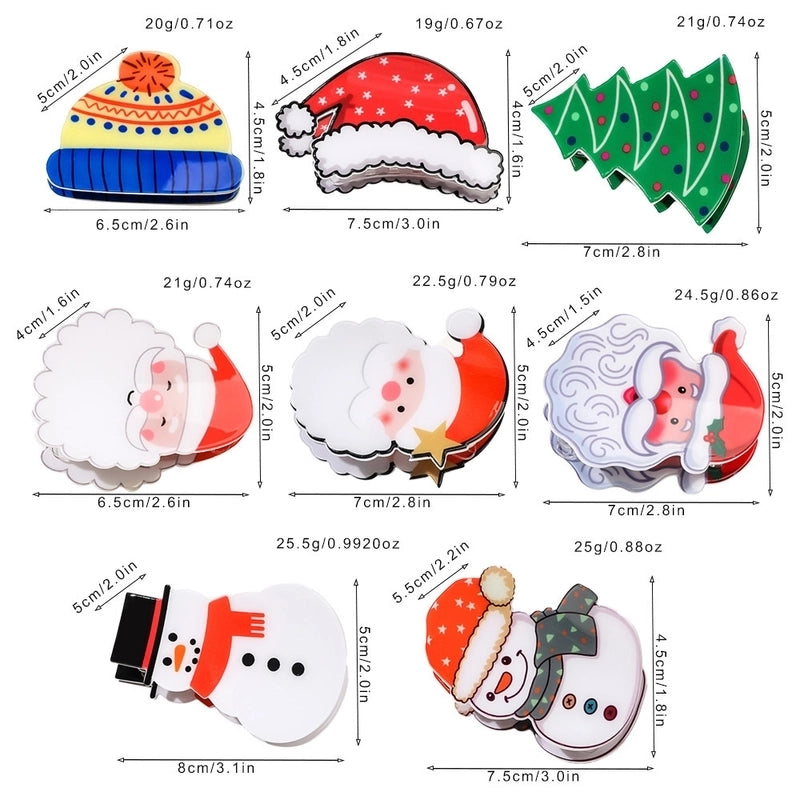 Christmas Cute Women's Christmas Tree Santa Claus Snowman Plastic Hair Claws