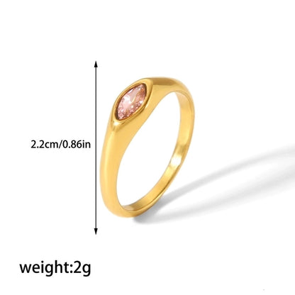 304 Stainless Steel Casual Korean Style Plating Inlay Round Zircon Rings