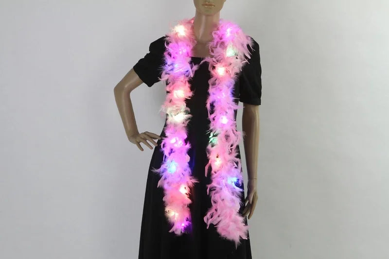 Christmas LED Feather Pendant Christmas Tree Decoration Glowing Feather Strip Holiday Party Decoration Feather Strip