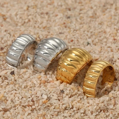 3 Pieces Casual Solid Color 316 Stainless Steel 16K Gold Plated White Gold Plated Gold Plated Plating Rings