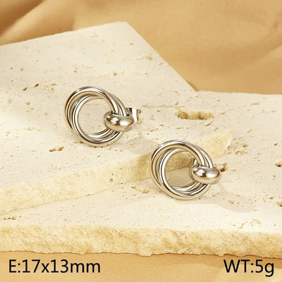 1 Pair Minimalist Circle 304 Stainless Steel 18K Gold Plated Ear Studs
