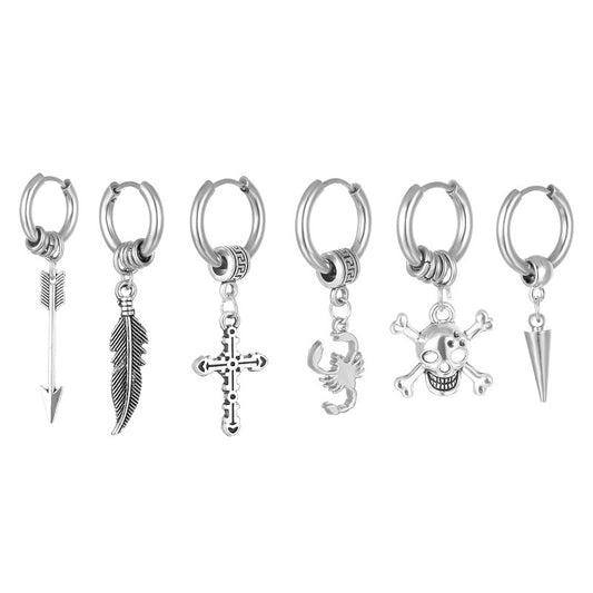 1 Piece Halloween Fashion Geometric Skull Polishing Stainless Steel Drop Earrings